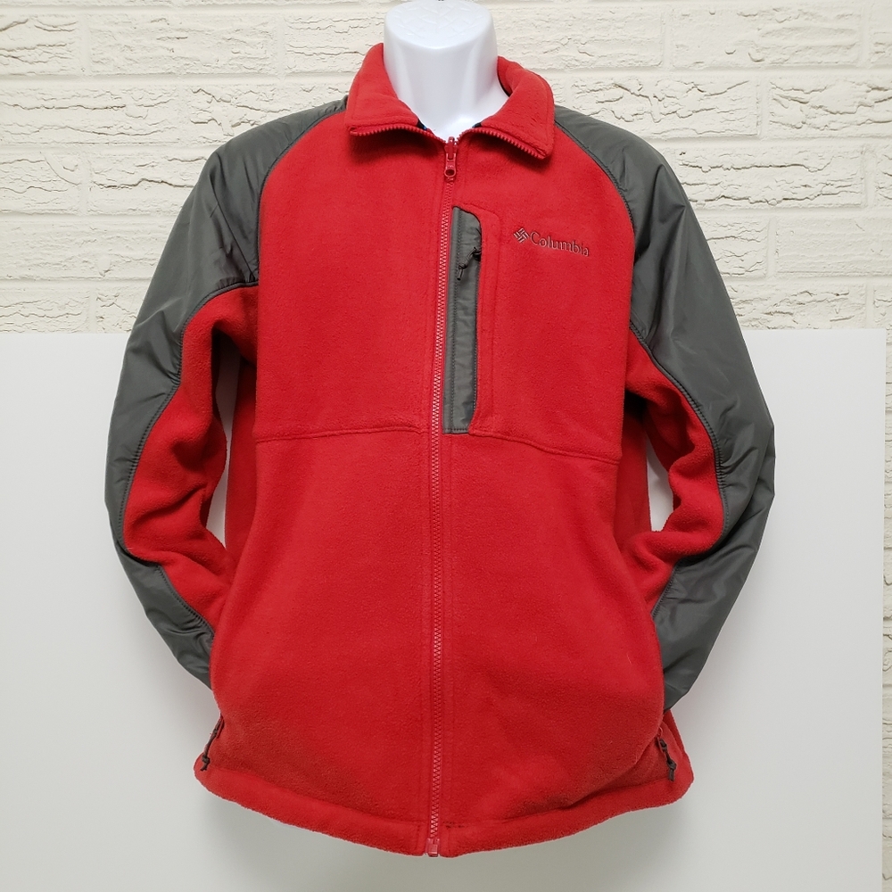 Columbia Red & Gray Fleece Jacket Large